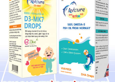 Combo bổ sung dha, vitamin D3MK7 cho bé Avisure DHA và Avisure D3mk7 
