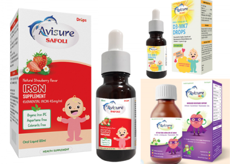 Bộ 3 đủ chất cho bé cao khỏe tăng đề kháng Avisure D3MK7, Avisure Safoli và Avisure Muno