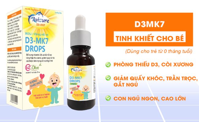 Avisure d3mk7 dung dịch uống bổ sung D3MK7 tinh khiết nhất cho bé